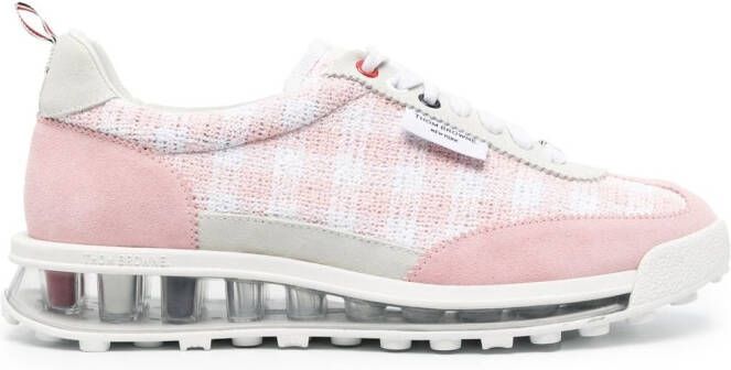 Thom Browne gingham lace-up sneakers Pink