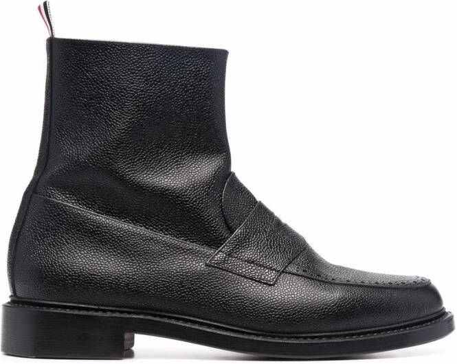 Thom Browne Goodyear-sole penny loafer ankle boots Black