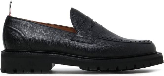 Thom Browne RWB-stripe leather loafers Black