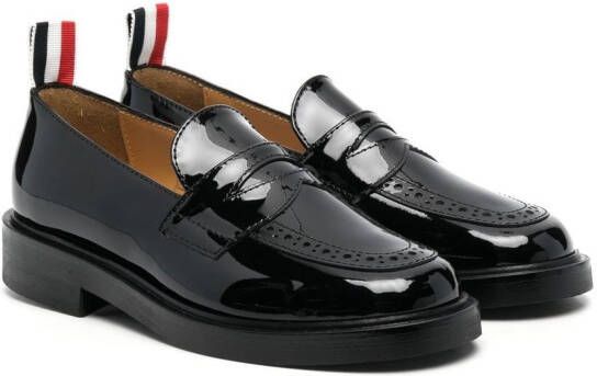 Thom Browne Kids high-shine leather loafers Black