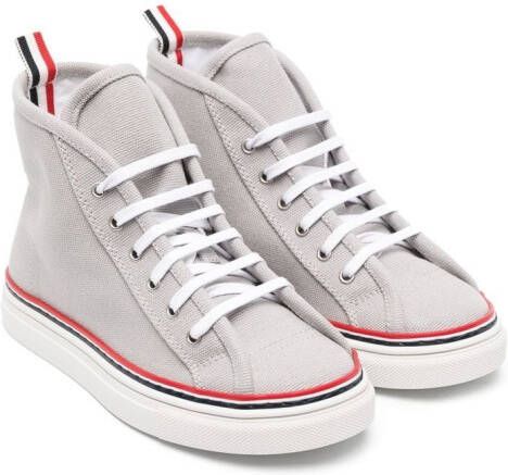 Thom Browne Kids lace-up fastening high-top sneakers Grey