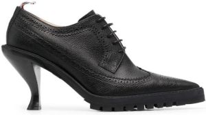 Thom Browne LONGWING BROGUE W 75MM CURVED HEEL ON COMMANDO SOLE IN PEBBLE GRAIN LEATHER 001 BLACK