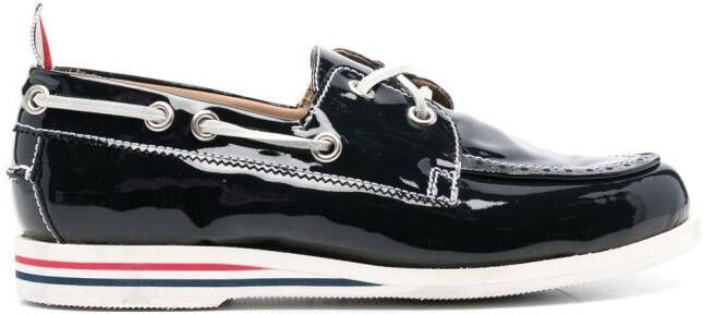 Thom Browne patent leather boat shoes Blue