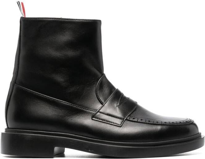 Thom Browne penny loafer ankle boots Black