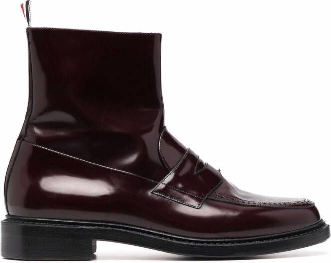 Thom Browne penny-slot ankle zip-up boots Red