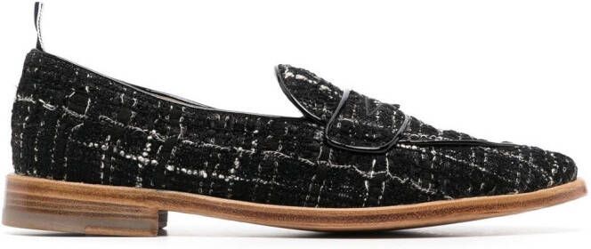 Thom Browne plaid tweed penny loafers Black