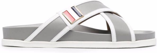 Thom Browne RWB-buckle crossover-strap sandals Grey