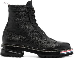 Thom Browne RWB stripe lace-up boots Black