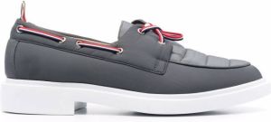 Thom Browne RWB stripe quilt-effect boat shoe Grey
