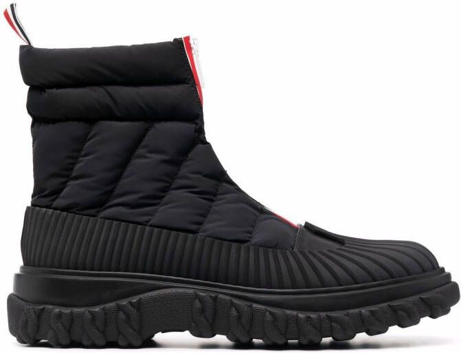 Thom Browne RWB-stripe quilted zip-up boots Black