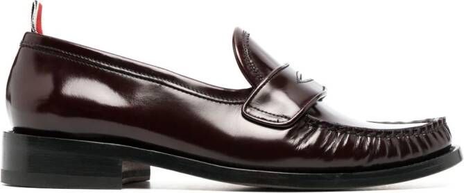 Thom Browne RWB-tab leather penny loafers Red