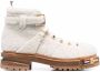 Thom Browne shearling logo-plaque lace-up boots White - Thumbnail 1