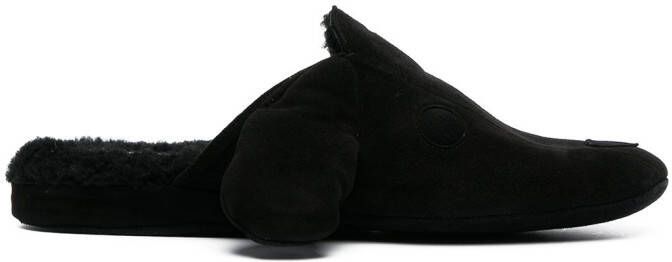 Thom Browne stitched suede slippers Black