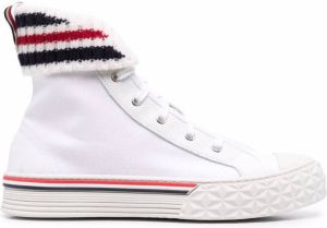 Thom Browne tartan-sole RWB stripe sneakers White