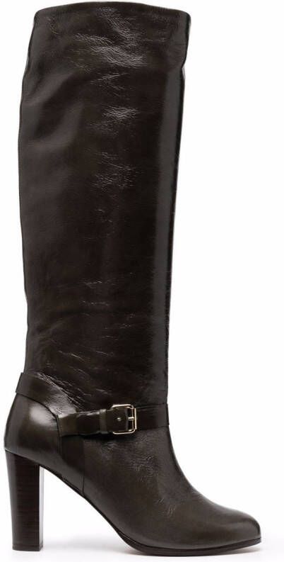 Tila March 90mm patent leather knee-high boots Green