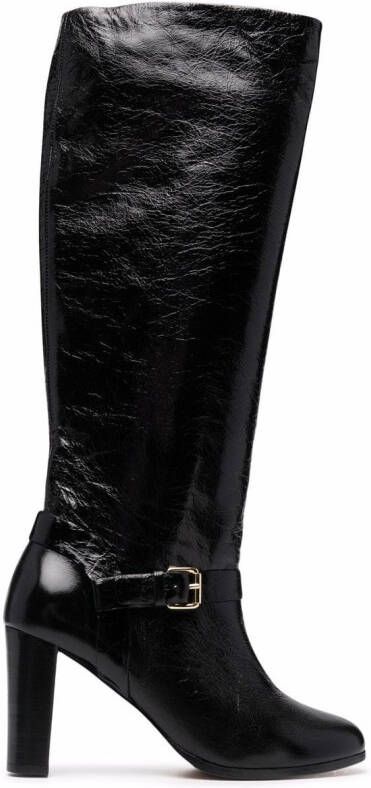 Tila March crinkle-effect leather boots Black