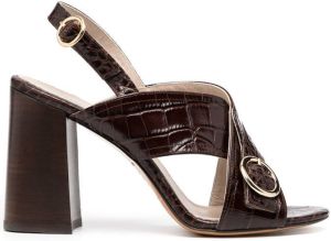 Tila March Galice crocodile-effect leather sandals Brown
