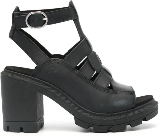 Timberland 100mm logo-debossed leather sandals Black