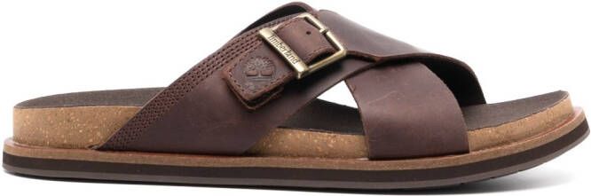 Timberland buckle-detailing leather sandals Brown