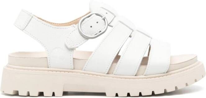 Timberland logo-debossed leather sandals White