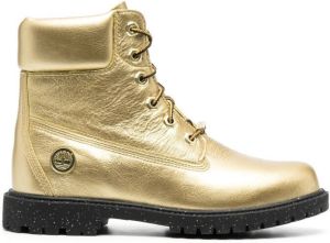 Timberland metallic-effect combat boots Gold