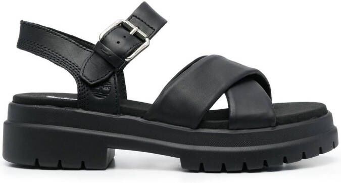 Timberland padded crossover strap sandals Black