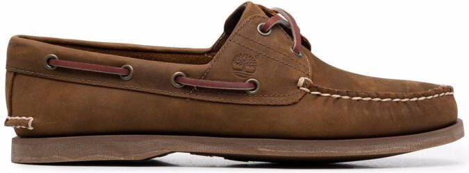 Timberland stitched leather boat shoes Brown