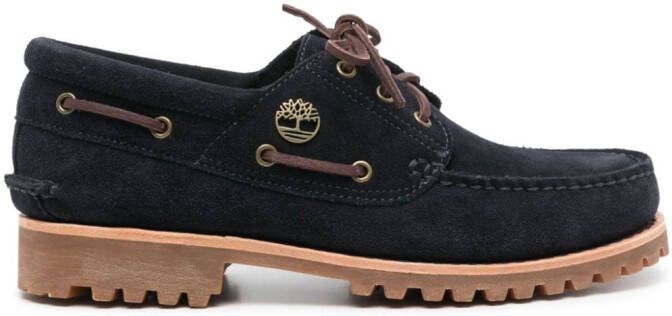 Timberland suede logo-plaque boat shoes Blue