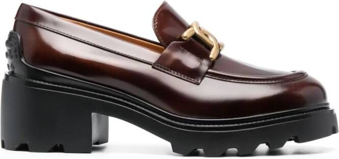 Tod's 60mm chain leather loafers Brown