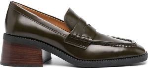 Tod's 60mm square-toe leather loafers Green