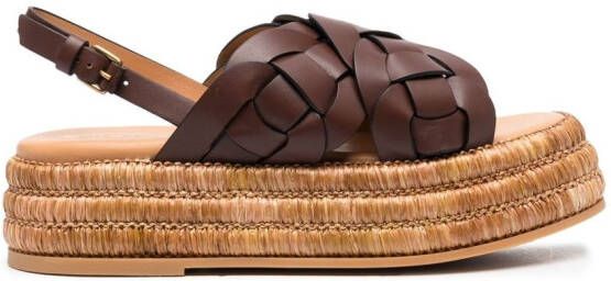 Tod's 60mm woven leather espadrilles Brown
