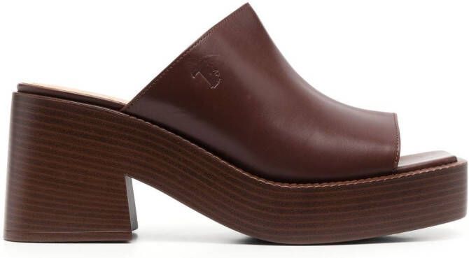 Tod's 80mm leather platform mules Brown