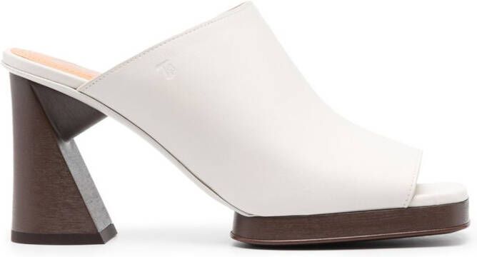 Tod's 95mm sculpted-heel leather mules Neutrals