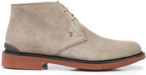 Tod's almond-toe lace-up ankle boots Grey