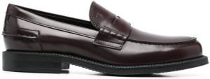 Tod's almond-toe leather loafers Red