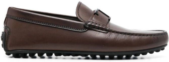 Tod's almond-toe T-buckle loafers Brown