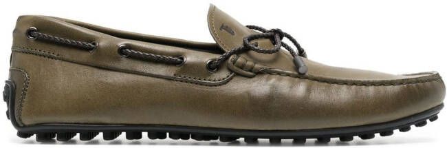 Tod's bow-detail leather loafers Green