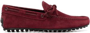 Tod's bow-detail suede loafers Red