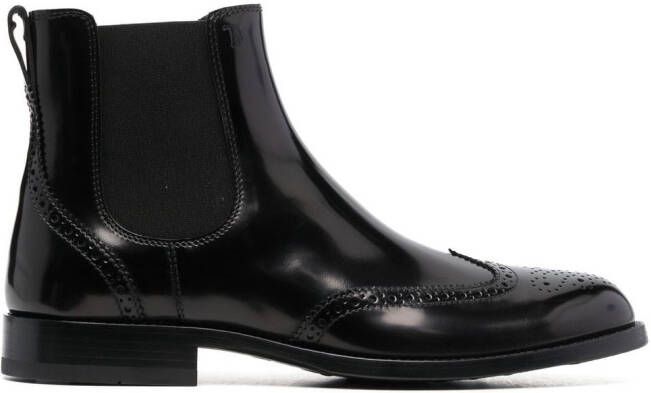 Tod's brogue-detail leather Chelsea boots Black