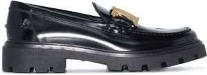 Tod's chain-detail leather loafers Black