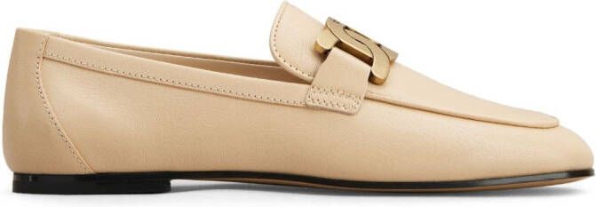 Tod's chain-detail leather loafers Neutrals