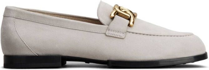 Tod's chain-detail suede loafers Grey