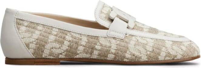 Tod's chain-jacquard woven loafers Neutrals
