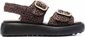 Tod's chunky woven raffia sandals Brown