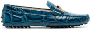 Tod's crocodile-effect loafers Blue