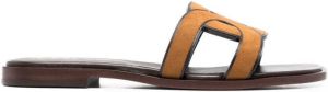 Tod's cut-out leather slides Brown