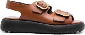 Tod's double-buckle leather sandals Brown