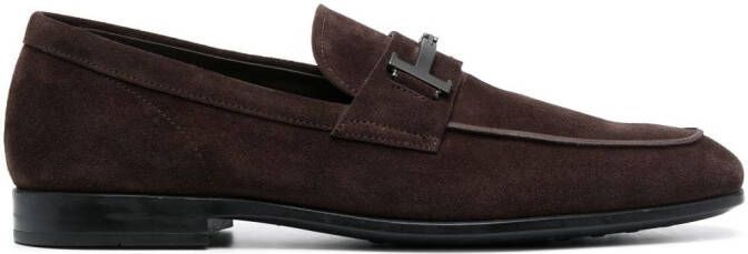 Tod's Double T suede loafers Brown