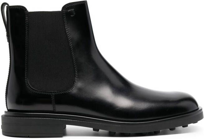 Tod's elasticated leather ankle boots Black