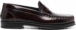 Tod's exposed stitch leather loafers Red